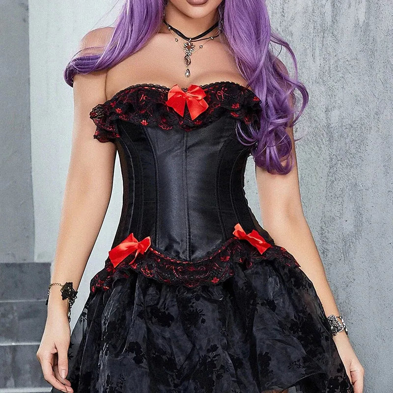 Schwarz-Rotes Gothic Korsett