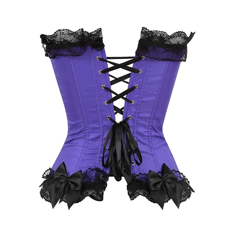 Violettes Korsett mit Spitzenbesatz