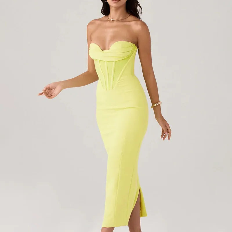 Korsett Kleid Gelb