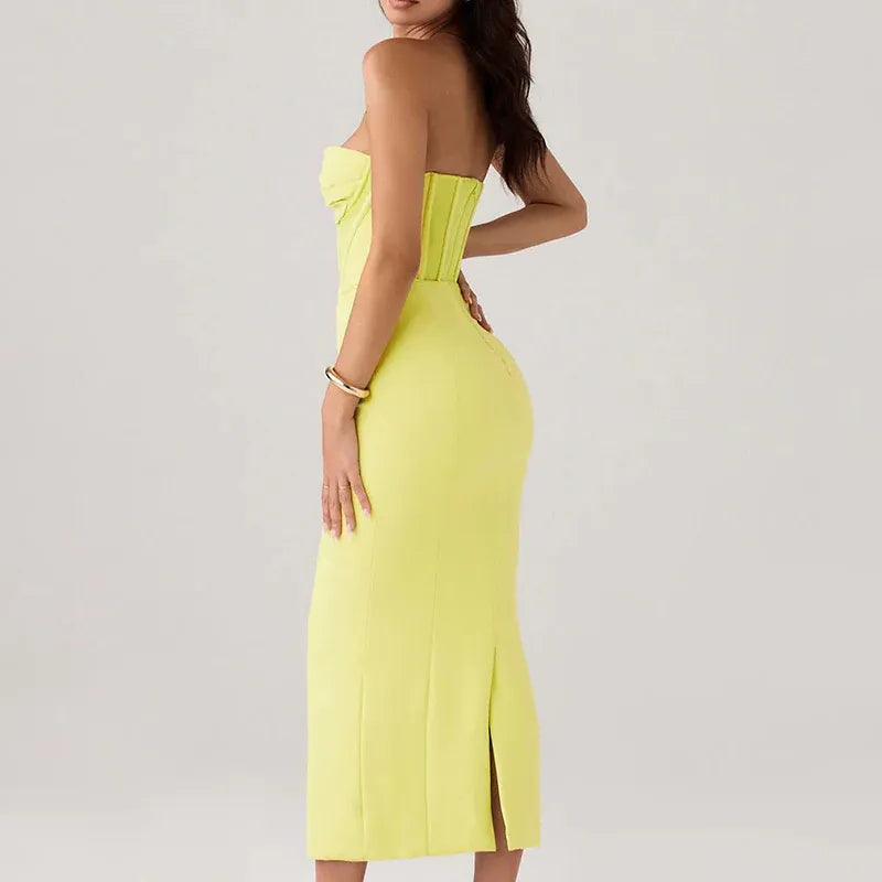 Korsett Kleid Gelb