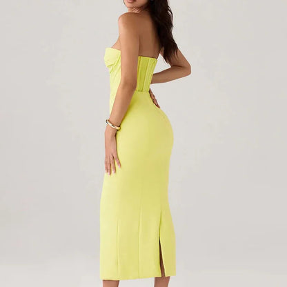 Korsett Kleid Gelb