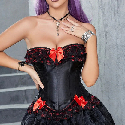 Schwarz-Rotes Gothic Korsett
