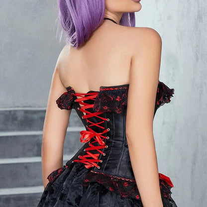 Schwarz-Rotes Gothic Korsett