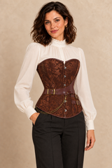 Braune Steampunk Korsett – Dreiviertelansicht