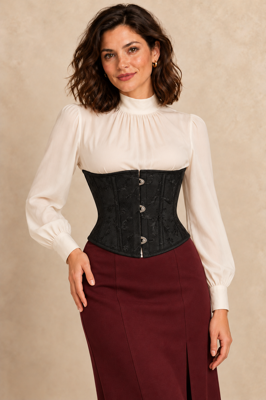 Schwarzer Underbust-Korsettgürtel